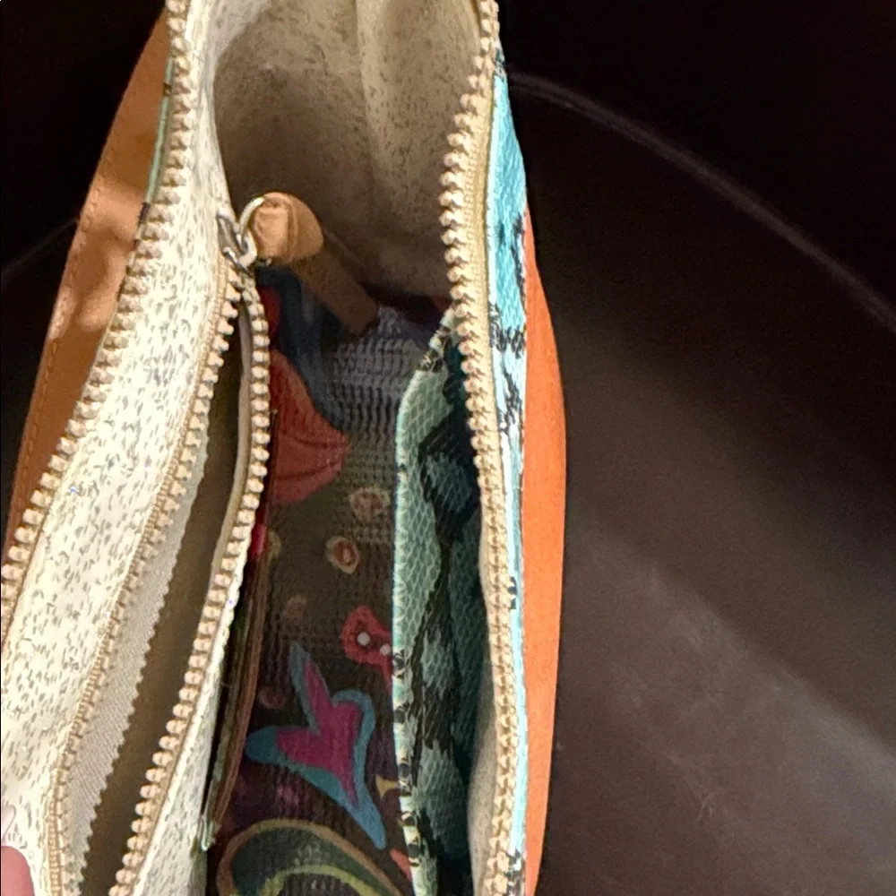 Consuela Vibrant Orange and Aqua Clutch - Picture 3 of 3